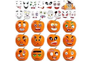 KORTES 96 Pack Halloween Pumpkin Decorating Stickers - Small Pumpkin Face Stickers Halloween Stickers for Halloween Gifts and Kids Halloween Party Favors, Funny Make DIY Craft Halloween Children Kids Sticker