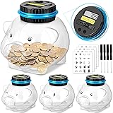 Tioncy 4 Pcs Digital Piggy Bank with Child Stickers