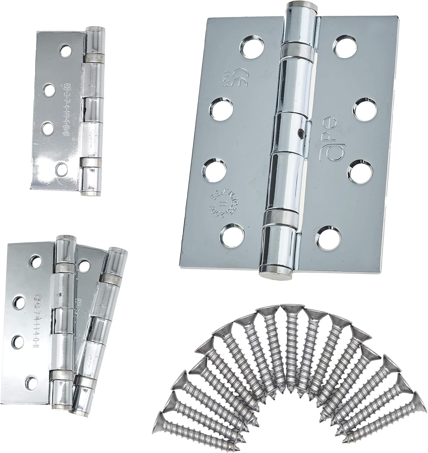 Door Hinge 4" / 102mm Polished Chrome Ball Bearing Washer CE Grade 11 for Fire Door 2 Pair
