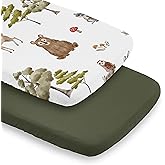 Sweet Jojo Designs 2-Piece Baby Bassinet Sheets Set (Woodland Animals) for Girls/Boys, Infant Newborn Nursery, Oval, Rectangle & Hourglass Mattress (Gender Neutral, Forest Animal Friends, Watercolor)