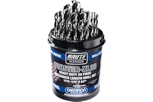 Champion Cutting Tool Brute Platinum 29 Piece 1/16-1/2" x 64ths HSS Mechanics Length Twister-XL28 Drill Bit Set-135 Degree Sp