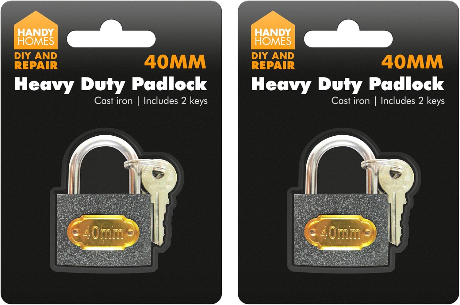 2pk Padlock 40mm Shackle Security KeysHeavy Duty Brass Steel