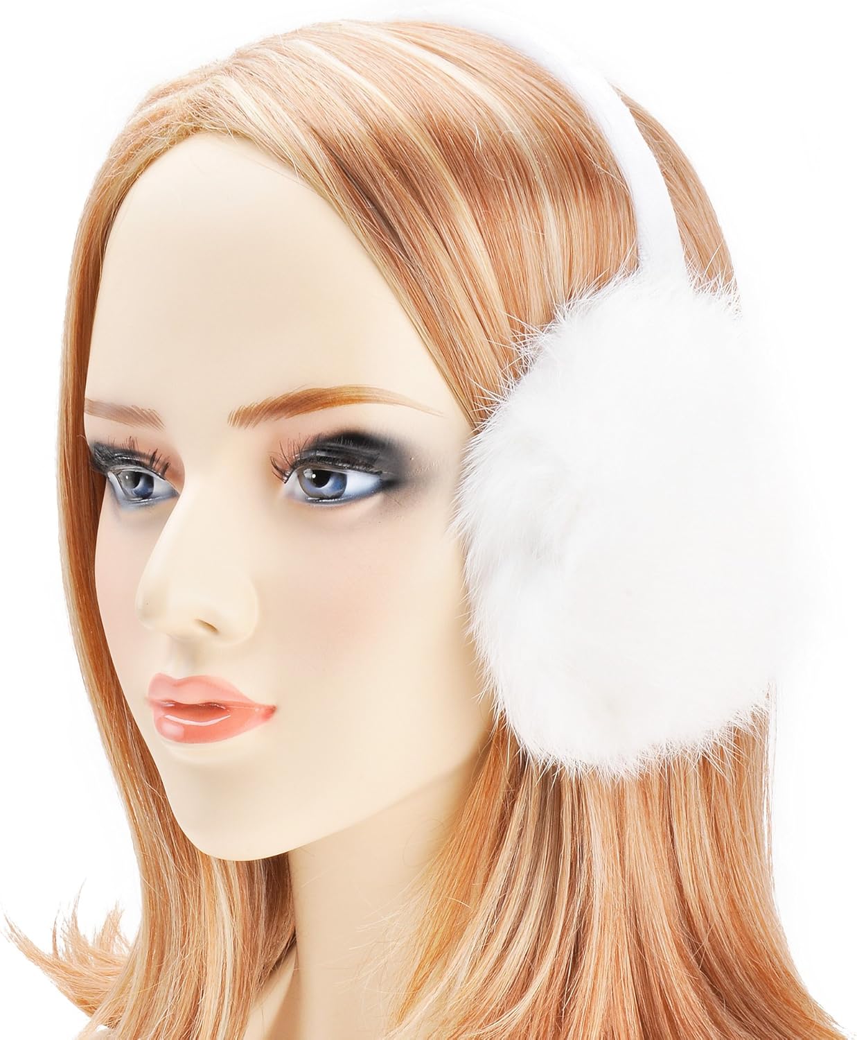 ZLYC Womens Girls Genuine Rabbit Fur EarMuffs Adjustable Ear Warmers, White at  Women’s Clothing store