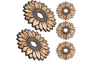 NUOBESTY 5pcs Wooden Crystal Sphere Stands Sunflower Display Holders for Mini Crystal Balls Decorative