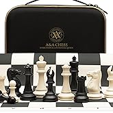 A&amp;A Tournament Chess Set/ 20''x20'' Foldable Silicone Chess Board / 3.75'' King Height Plastic Quadruple Weighted Classic Staunton Pieces/Storage Bag - 2 Players