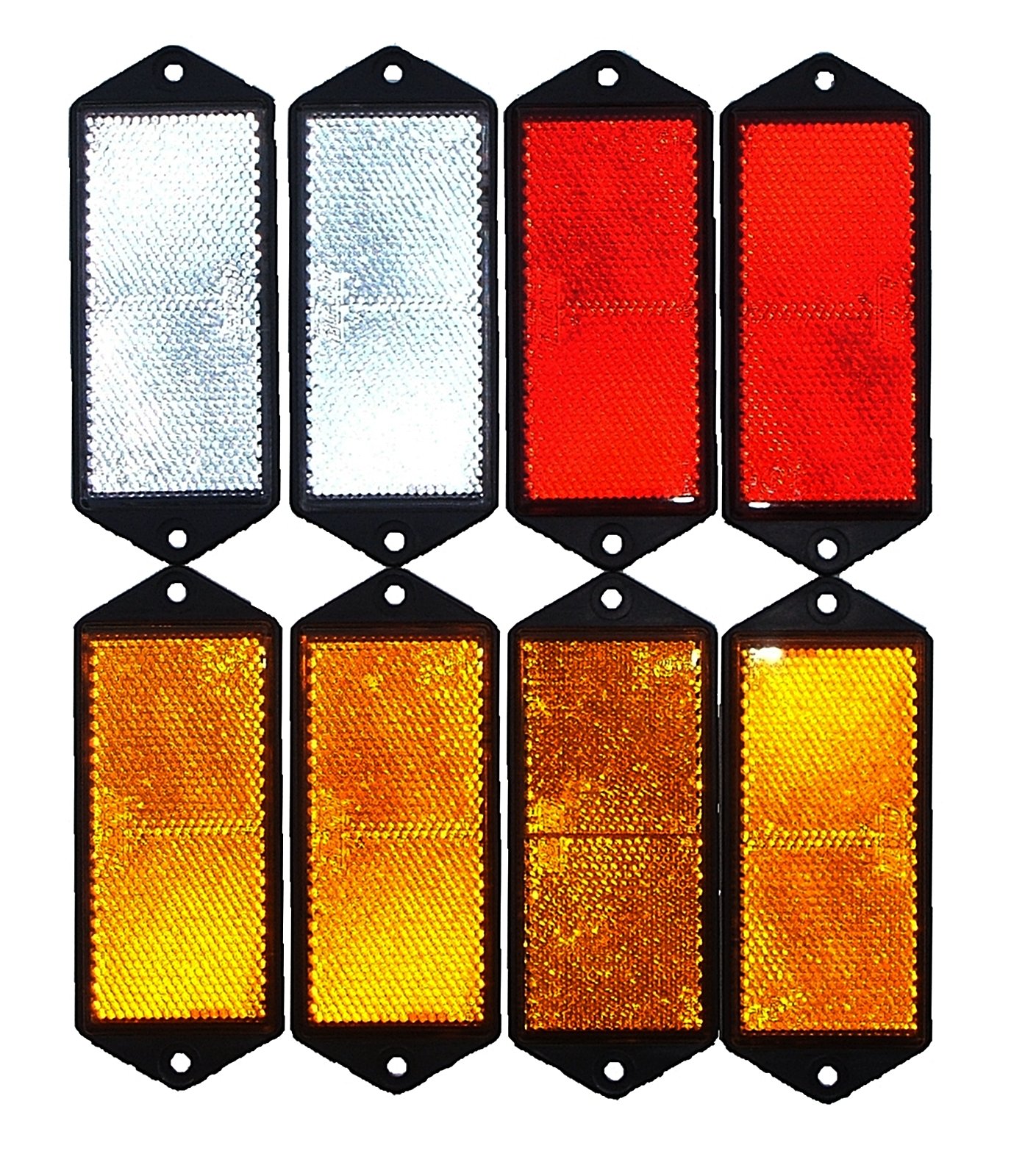 leisure MART Trailer and truck reflector set rectangular screw on 2 x red, 2 x white and 4 x amber Pt no. LMX1625