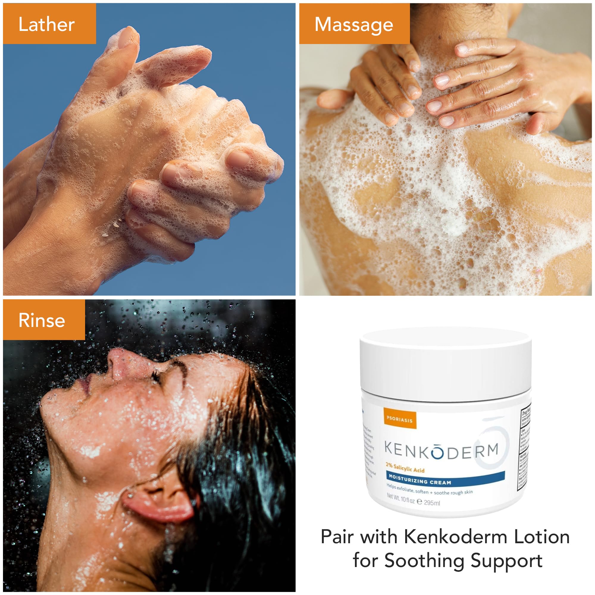 Kenkoderm Psoriasis Dead Sea Mud Soap with Argan Oil & Shea Butter, Natural Exfoliating Body & Face Cleanser for Sensitive Skin, Fragrance & Color-Free, 4.25 Ounce, 1 Bar