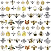 MEDIHOOL 124Pcs Enamel Bee Charms, 31 Styles Assorted Honeybee Honeycomb Charms for Jewelry Making Crafts DIY Necklace Bracelet Keychain Crafting Pendants Kit