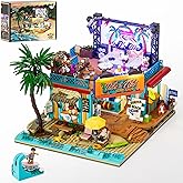LUMIBRICKS Surf Shop Lighting Building Bricks Set - Coast Club Modular Collection Display Kit with LED and Minifigures 1752 P