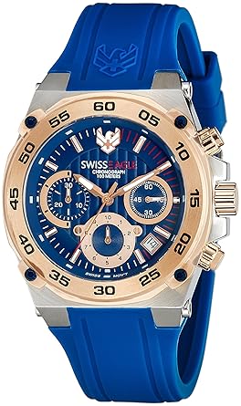 Swiss Eagle Chronograph Blue Dial Mens Watch - SE-9079RS-TTRG-02