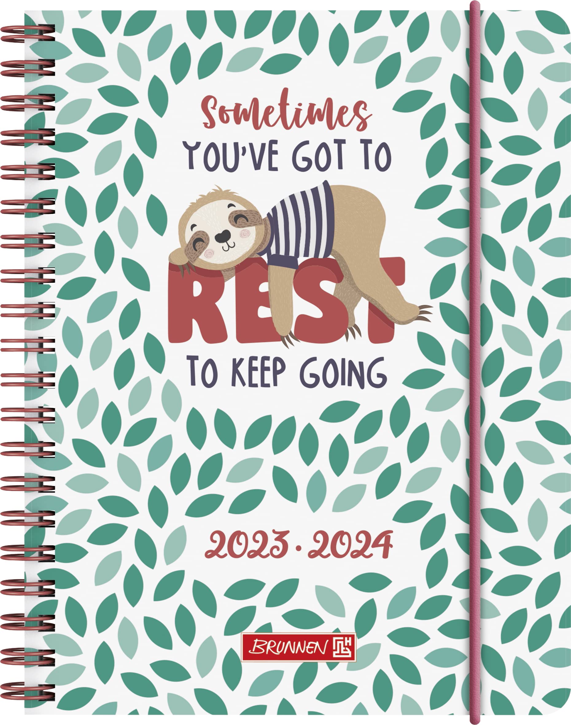 BRUNNEN Sloth 2023/2024 Academic Diary 2 Pages = 1 Week A6 White/Blue