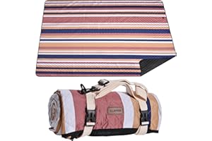 ALLBFENG Waterproof Picnic Blanket 80" x 80" in Portable with Carry Strap for Beach Mat or Family Outdoor Camping Party, Park Blanket for Grass Park, Hiking, Travel, Concerts (Brown&Orange, 80" x 80")