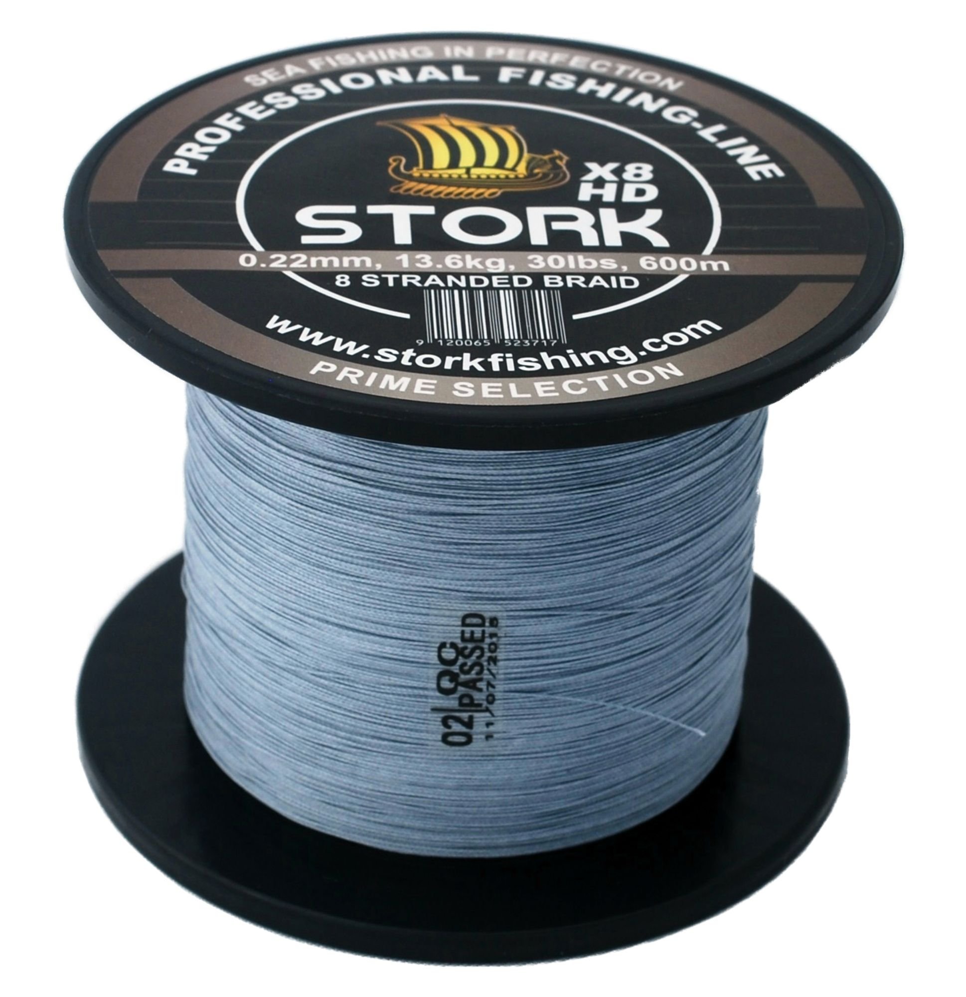 Stork HDx8, premium 8 times braided fishing line 600 m, Light grey, 20 lbs / 9.1 kg / 0.18 mm