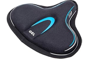 YBEKI Wide Gel Bike Seat Cover for Peloton/Spin Bikes - 2cm Cooling Gel & Memory Foam Cushion | Non-Slip Base & Airflow Vents | Fits 8.5-10" Wide Saddles (YOSUDA/Echelon/Schwinn Compatible)