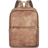 SYTRAH Leather Backpack for Women, Vintage 15.6 inch Laptop Backpack Purse for Women, College Casual Backpacks Ladies Computer Bags for Travel Business Work Camel