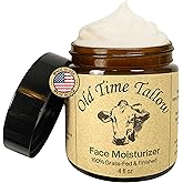 Organic Tallow Face Moisturizer - 4oz - 100% Grass Fed Beef Tallow For Skin Care - Made in the USA - Whipped Tallow Balm - Hydrating Salve - Natural Lotion - Ancestral Skincare - Amber Glass - Vanilla