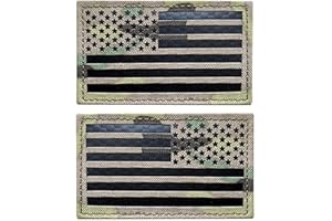 HANNAH FIT 2x3.5" Infrared IR US USA American Flag Patch Tactical Vest Patch Hook-Fastener Backing(1 Left + 1 Right） (Multicam)