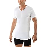 ALBERT KREUZ Men's v-Neck Business Undershirt with Short Sleeves 100% Organic Cotton White
