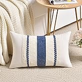 Fancy Homi Set of 1 Dusty Blue Vintage Lumbar Decorative Throw Pillow Covers 12x20 Inch for Couch Bed Sofa Chair Bedroom, Rustic Retro Square Cushion Case, Modern Farmhouse Boho Living Room Decor