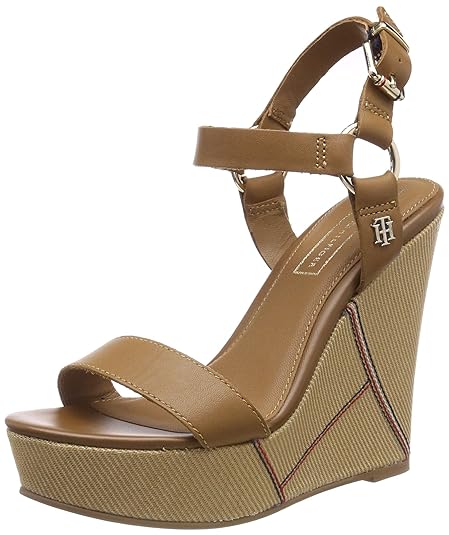 Tommy Hilfiger Damen Elevated Leather Wedge Sandal Plateausandalen