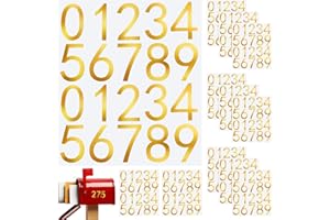 durony 12 Sheets 2 Inches Gold Mailbox Number Stickers Hollow Self-Adhesive Vinyl Numbers 0-9 Street House Address Numbers Stickers for Mailbox, Signs, Cars, Apartment
