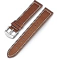 Timex 20mm Genuine Leather Strap – Dark Brown with Silver-Tone Buckle