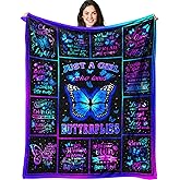 Rnmkertio Butterfly Blanket Gifts for Women Girls, Blue Butterflies Blankets, Butterflies Decor for Bedroom Butterfly Throw Blanket 50"x40"