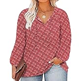TIYOMI Plus Size Blouses for Women Long Sleeve V Neck Tops Boho Floral Print Chiffon Shirts Drawstring Business Tunics XL-5XL