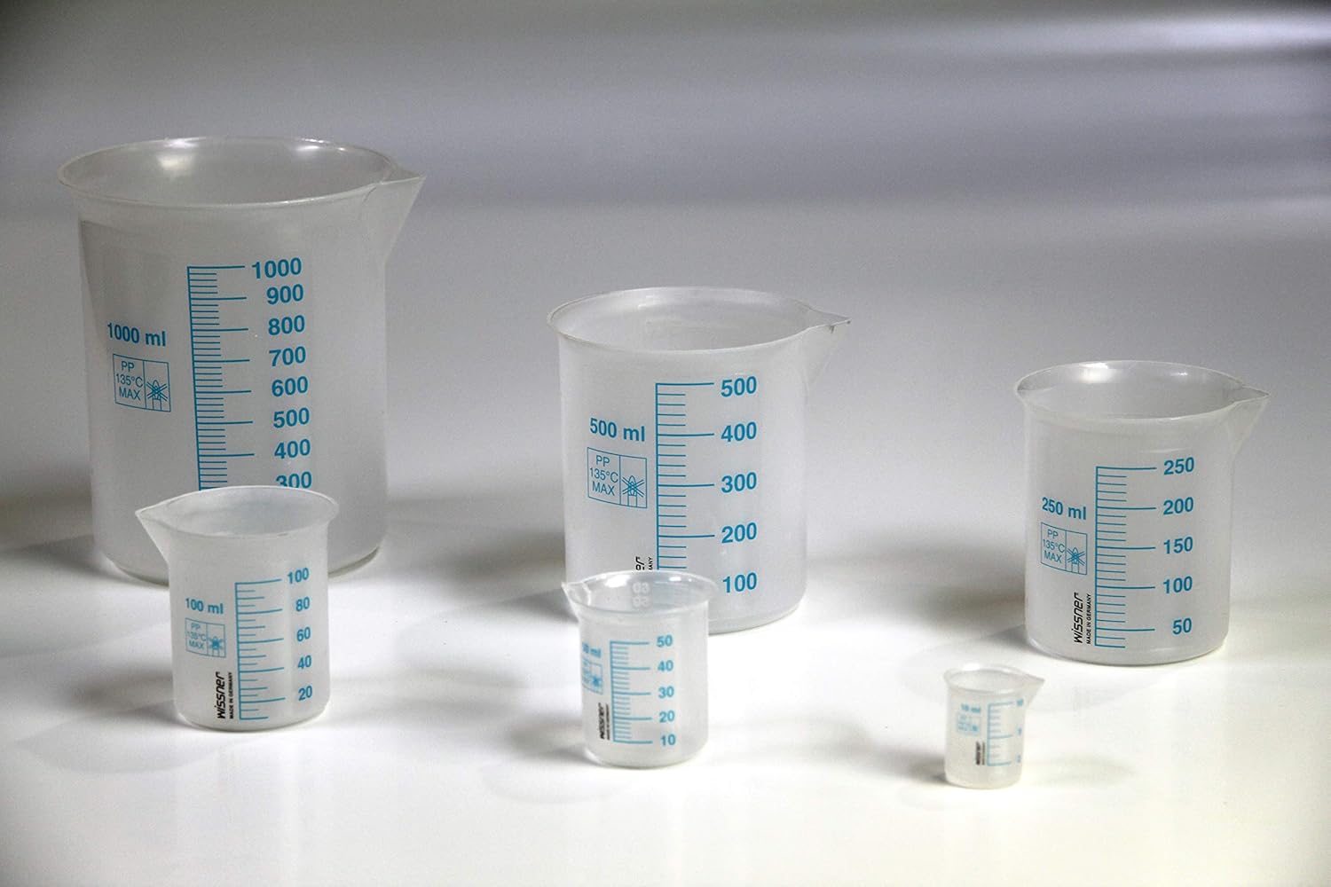 WISSNER active learning Set of 6 Beakers with Blue Scale, Shrink Wraped, Multi-color - Image 3