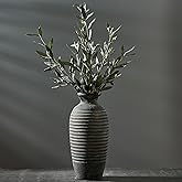 Emotionally Grounded Vase, Vaseking Large Ceramic Rustic Vase, 14.4 inch Minimalist Threaded Decorative Farmhouse Tall Vases for Home Decor, Living Room, Enterway, Table Decoration, Bronze