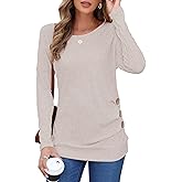 MOLERANI Women's Long Sleeve Tunic Tops Wear with Leggings Fall Shirts Crewneck Casual Button Tshirt 2025 Winter Clothes