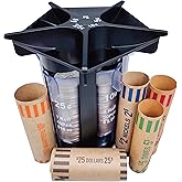 CO5IN1 Coin Sorter Tube Coin Counter with Coin Wrappers, 5-in-1 Change Sorter Change Counter Machine, Coin Organizer & Coin H