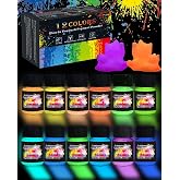 Luckymica Glow in The Dark Pigment Powder 12 Colors, Epoxy Resin Dye Luminous Pigments 20g/0.71oz Each Bottle for DIY, Crafts, Nail Art, Acrylic Paint, Halloween or Christmas Decoration