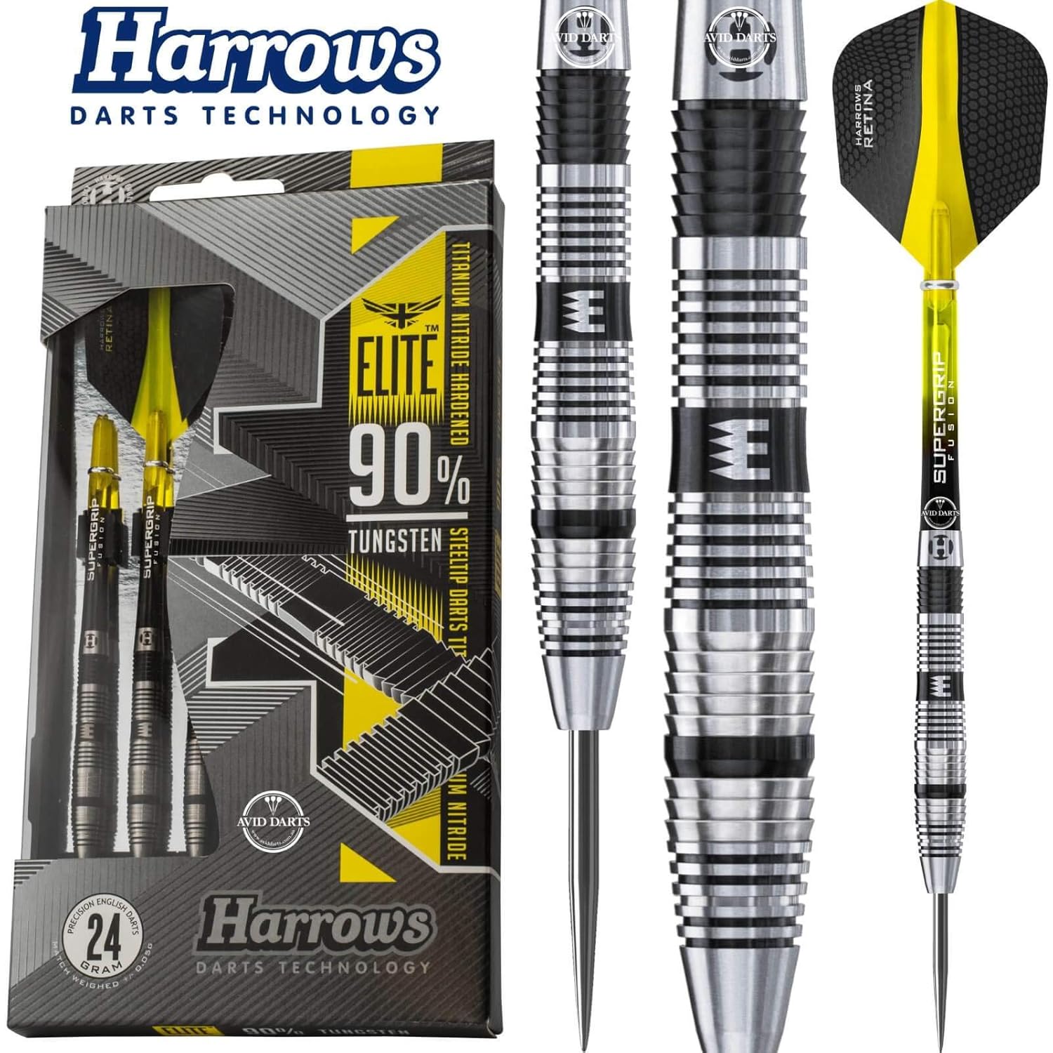 HARROWS ELITE 90 TUNGSTEN STEEL TIP DARTS 21g to 26g (26g) Amazon.co