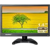 Haiway 14 Inch Security Monitor, 1366x768 CCTV Monitor Small PC Monitor | 16:9,HDMI VGA BNC USB Input,Remote Control,Built-in Speakers,for CCTV NVR DVR Raspberry Pi,for Home Office,VESA 75x75MM,60Hz
