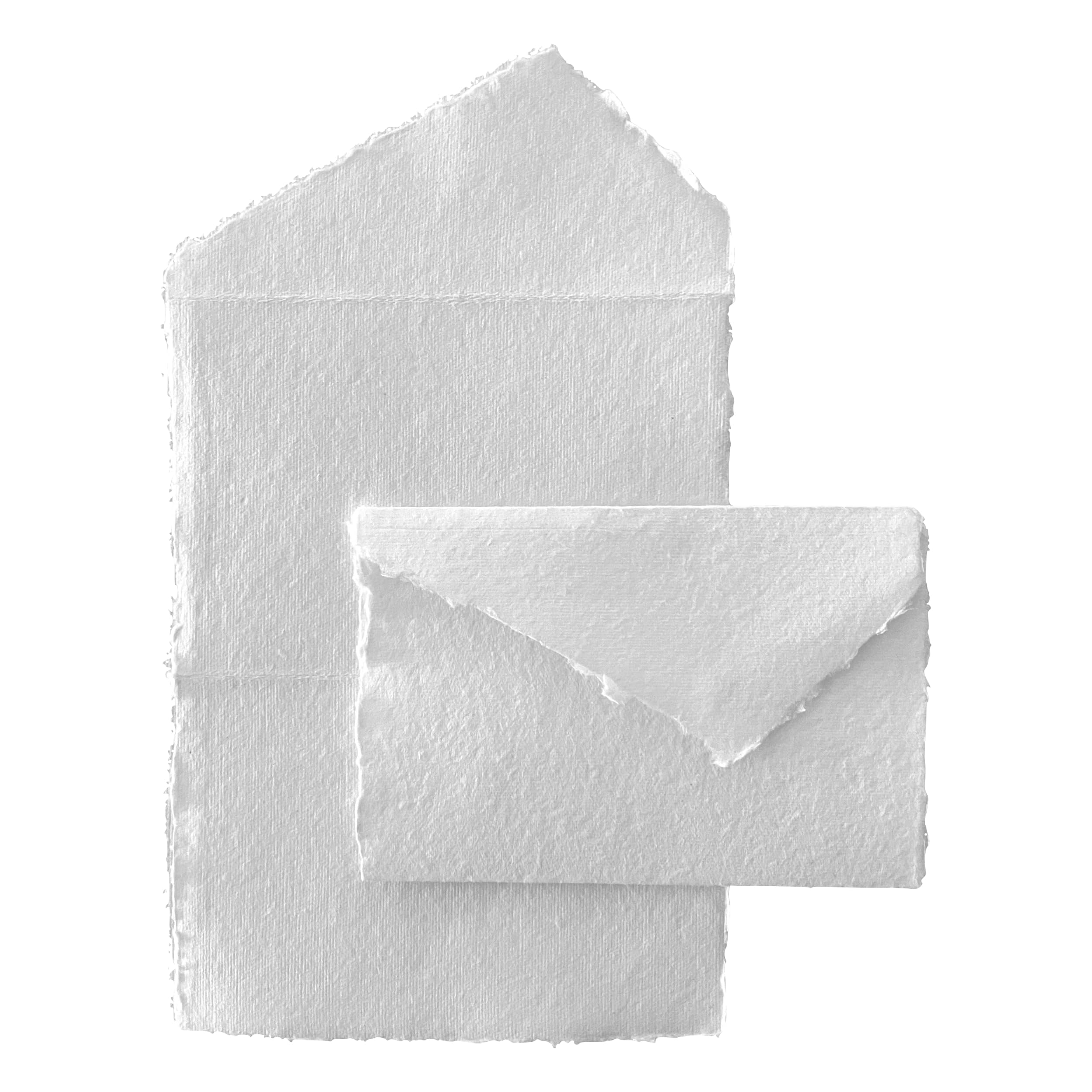 Wanderings Handmade White Deckle Edge All-in-One Card Envelopes - 4