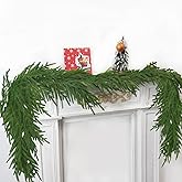 Uieke 6FT Christmas Norfolk Pine Garland, Real Touch Christmas Garland Artificial Winter Greenery Garland for Mantle Fireplace Holiday Xmas Garlands Home Indoor/Outdoor Decor