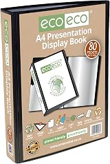 eco-eco A4 80 Page Black Presentation Display Book 50% Recycled 900µm