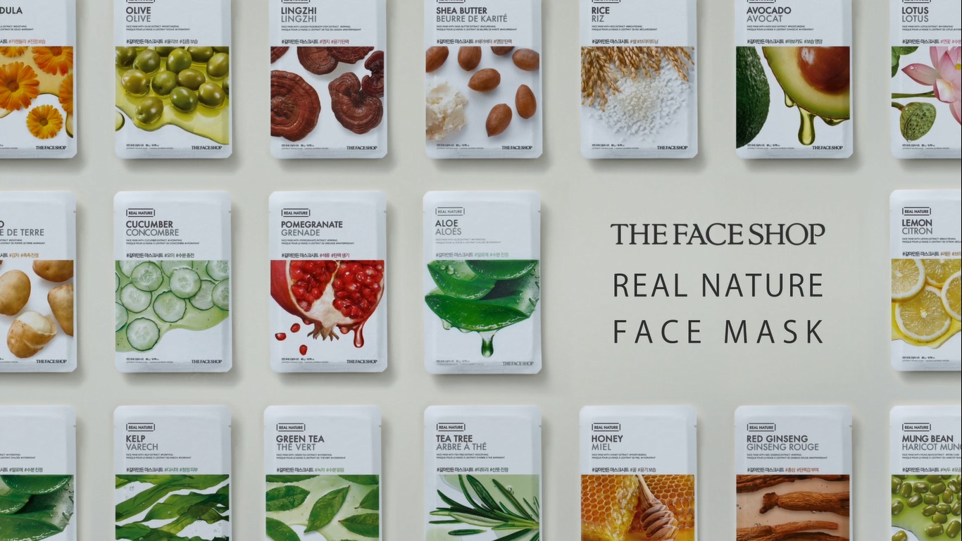 The Face Shop Facial Mask Sheets (15 Treatments), Real Nature Full Face