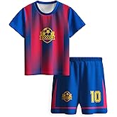Hjshfue Kids Soccer Jersey Athletic Sports Shirt with Short Set Breathable Lightweight Training Uniform 4-12Y