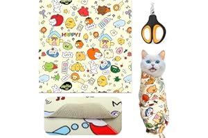 MITY RAIN Cat Grooming Supplies - Cat Wrap for Cutting Nails with Cat Nail Clipper, Cat Restraint for Nail Clipping to Anti-Runaway/Scratch/Bitten, Cat Swaddle Wrap for Calming & Holding Cat (X Large)