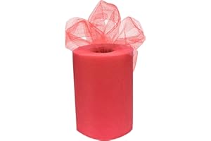 GIFTWRAP ETC. Coral Tulle Wedding Reception Decor - 6" x 100 Yards, Fabric Netting Ribbon, Wreath, Garland, Swag, Veil, Streamers, Gift Wrapping, Bows, Christmas, Valentine's Day, Easter