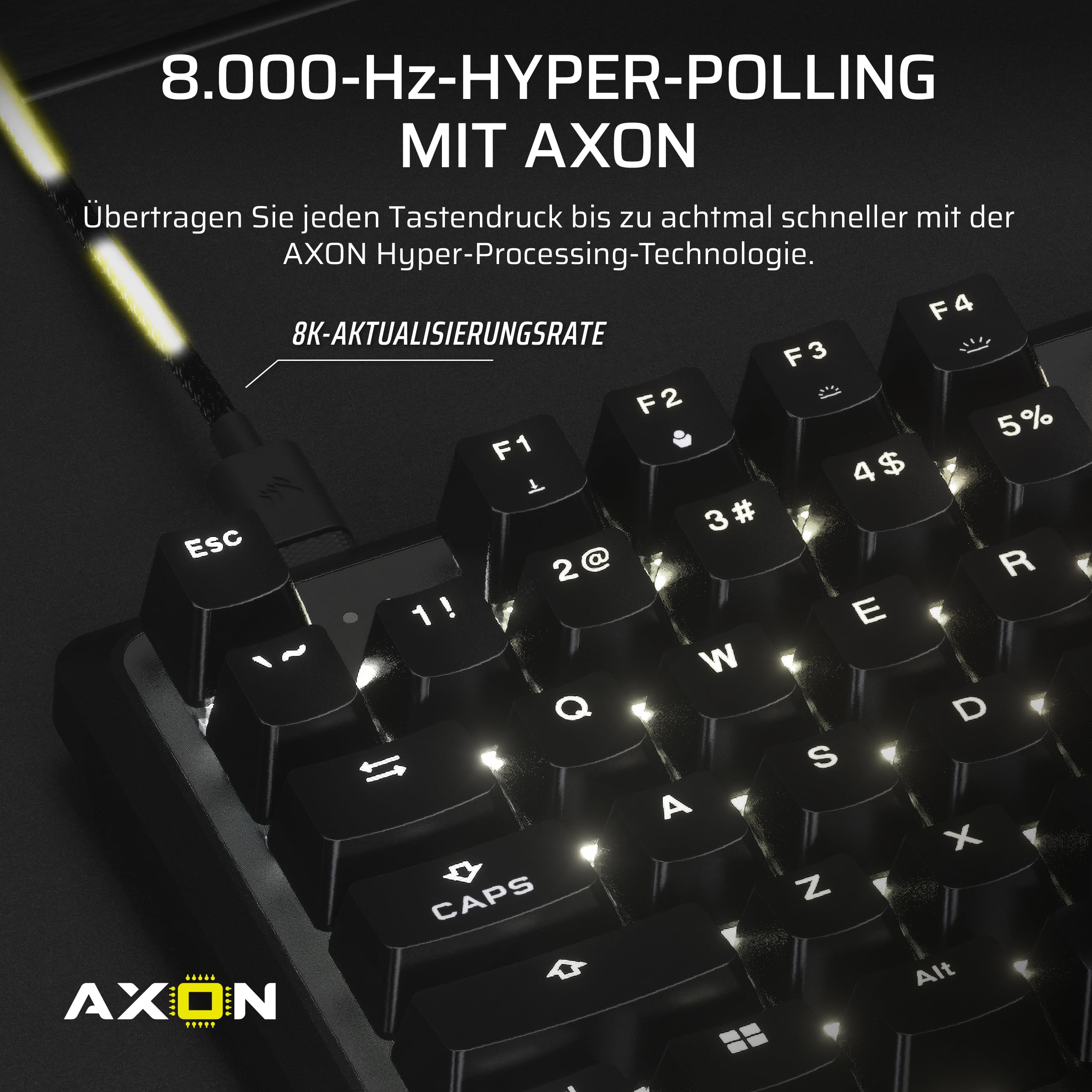 Corsair K70 PRO TKL RGB Mechanische Kabelgebundene Gaming-Tastatur – Geschmierte Hall-Effekt MGX Hyperdrive Einstellbare Schalter, Gleichzeitiger SOCD und Rapid Trigger, 8000Hz, QWERTZ – Schwarz 6