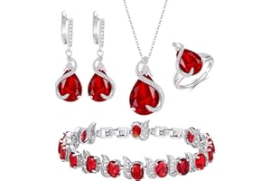 EVER FAITH Teardrop Cubic Zirconia Jewelry Set for Bride Bridesmaid, Glamour Pendant Necklace Earrings Tennis Bracelet Open R