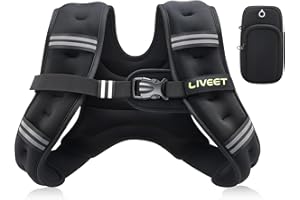 Liveet Weighted Vest Women with Pocket, SGS Certified Weighted Vest for Men, 5 10 15 20 25 30 lb Weight Vest with Reflective Strips Adjustable Buckle Straps for Walking Running Strength Training Cardio Workout