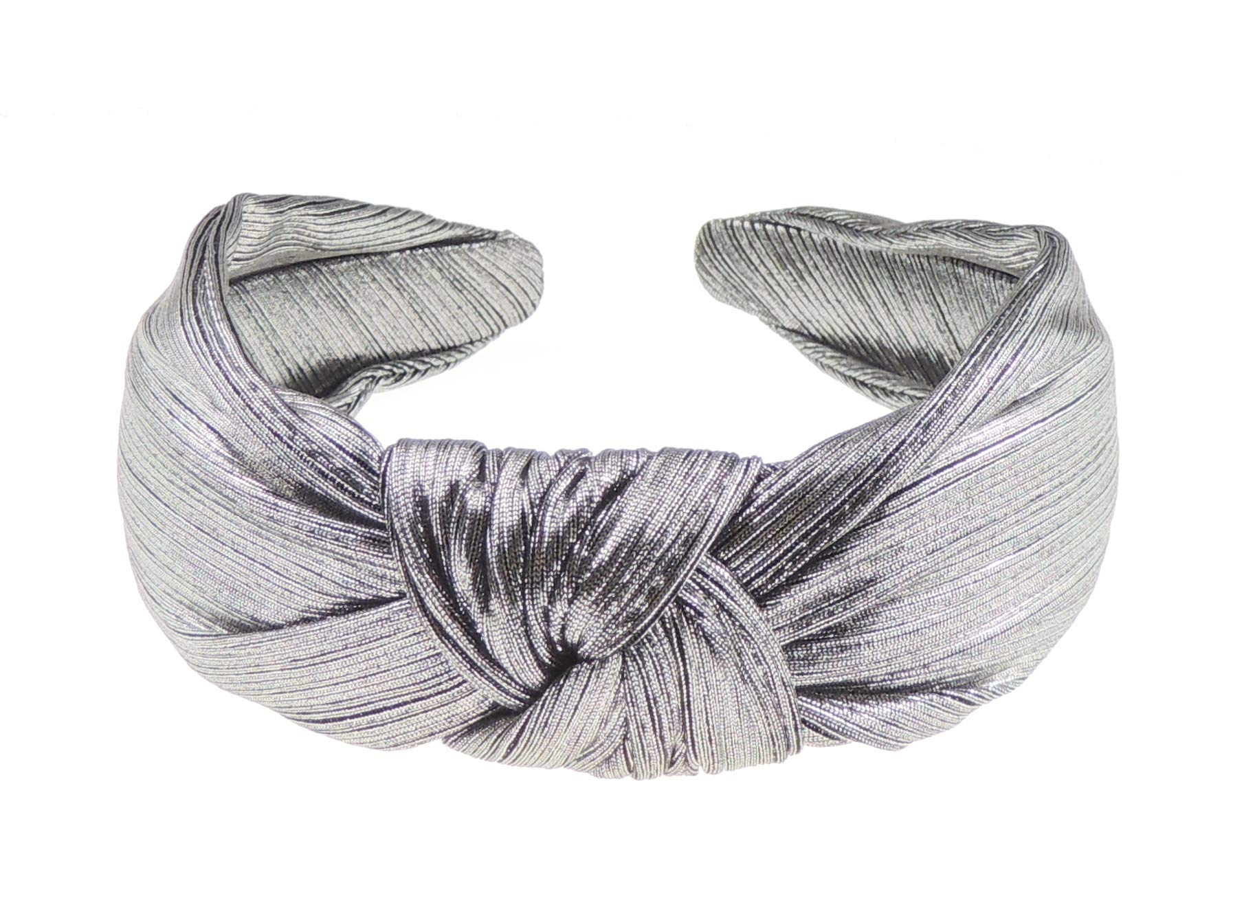 Ladies Evening Shiny Metallic Pin Stripe Top Knot Draped Headband Alice Band (Dark Grey)