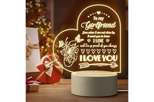Pandasch Romantic Gifts for Girlfriend, Birthday Gifts for Girlfriend from Boyfriend, Unique Heart-Shaped Night Light with Love Quotes, Valentines Day Gifts for her - Girlfriend Gifts, Gifts for gf