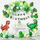 Dinosaur Birthday Party Decorations Supplies, Dinosaur Balloons Arch Garland Kit 40" Foil Dino Balloons Happy Birthday Banners Cake Topper for Jungle Baby Shower Party for Boys Kids