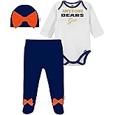 Gerber NFL baby girls 3 Pack Bodysuit Registry Gift Set Footed Pant and Cap