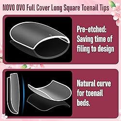 NOVO OVO Long Square Toe Nail Tips Press on Full